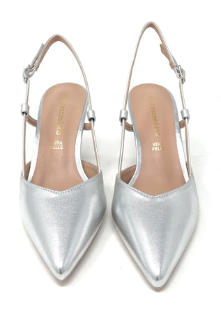 Francesco Milano sling back donna in pelle argento A08-21N