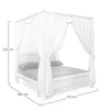 Letto a due posti Colette con tende, struttura in legno di mango, stile moderno