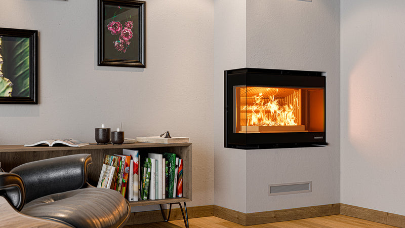 Thermorossi Panorama Angolare DX – Inserto a legna angolare 10,5 kW