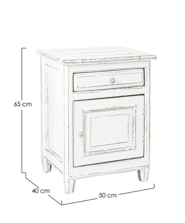 Comodino "Colette" per camera, Struttura In Legno Mango Massiccio,Verniciatura A Base Di Nitrocellulosa,Schienali E Laterali In Mdf
