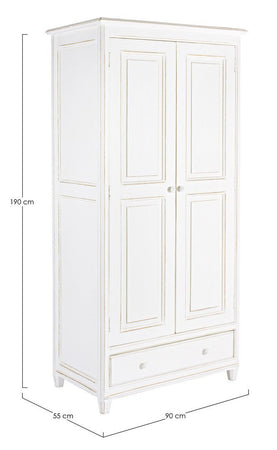 Armadio "Colette" in legno di mango, da 2 ante e 1 cassetto da 90 x 55 x 190 cm