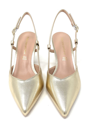 Francesco Milano sling back donna in pelle platino A08-21N