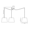 Sospensione 3 Luci Ascot Con Fermacavi E Paralumi Beige