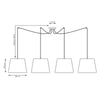 Sospensione 4 Luci Ascot Con Fermacavi E Paralumi Beige