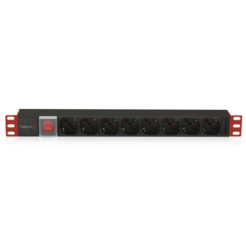Techly I-CASE STRIP-81U unità di distribuzione dell'energia (PDU) 8 presa(e) AC 1U Nero, Rosso