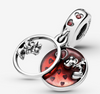 Pandora -Disney, Charm pendente Amore e baci con Mickey Mouse e Minnie