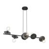 Lampadario 6 Luci Token In Acciaio Nero Con Barra E Diffusori A Piatti