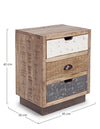 Comodino Tudor per camera, Struttura In Mango, Base In Acciaio