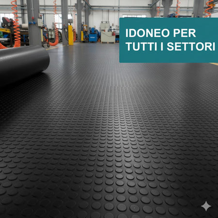 Bolflex Nero - Pavimento PVC Bollato Bullonato Modello Bollo H.100 cm Spessore 1,2 mm
