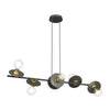 Lampadario 6 Luci Token In Acciaio Nero E Oro Con Barra E Diffusori A Piatti