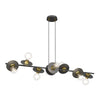 Lampadario 8 Luci Token In Acciaio Nero E Oro Con Barra E Diffusori A Piatti