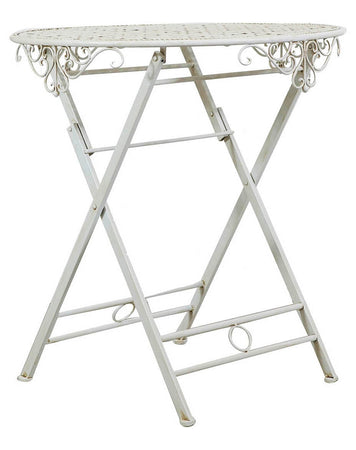 Biscottini Tavolo Pieghevole Biscottini Rotondo 70x76 Ferro Finitura Anticata Giardino