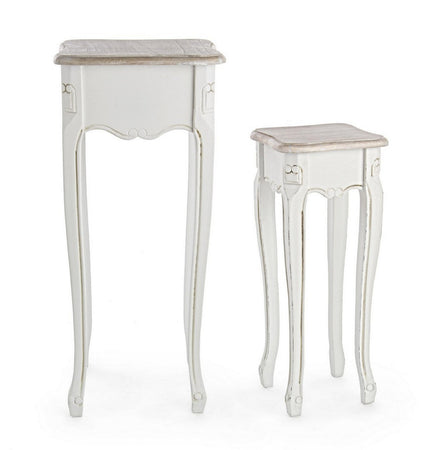 Tavolini "Justine" struttura in legno paulownia per interni set da 2