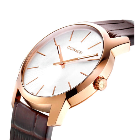Orologio CALVIN KLEIN uomo City tempo pelle marrone / bianco