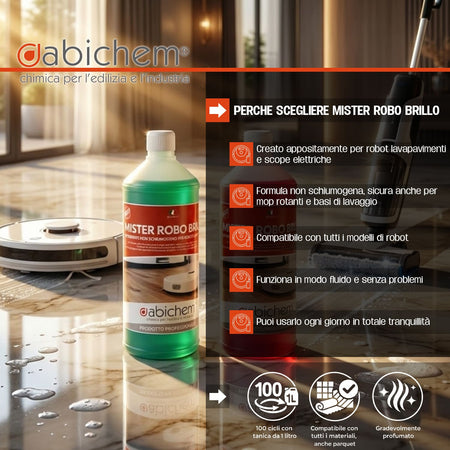MISTER ROBO BRILLO detergente concentrato per robot e lavapavimenti 1 lt