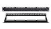 Pannello Patch UTP 24 Posti Cat.6 1U con barra gestione cavi removibile Nero