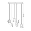Sospensione 6 Luci Tank Con Base Rettangolare In Acciaio Nero E Cilindri