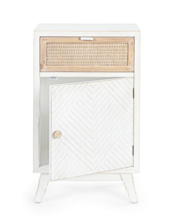 Comodino "Clotilde" per camera, Struttura E Gambe In Legno Di Abete, Schienale In Mdf