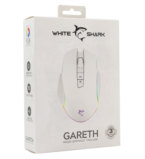Mouse Ottico Gaming LED RGB con Cavo USB 6400 dpi Bianco, GARETH