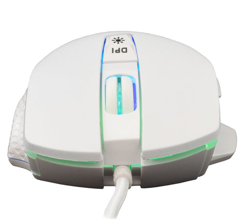 Mouse Ottico Gaming LED RGB con Cavo USB 6400 dpi Bianco, GARETH