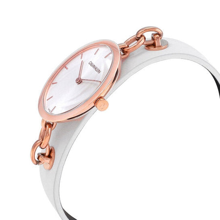 Orologio CALVIN KLEIN donna Chain pelle bianco / oro rosa