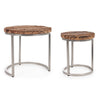 Tavolini Rafter struttura in acciaio e piano in legno per arredamento set da 2