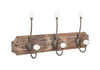 Biscottini Attaccapanni da parete in legno massiccio e ferro forgiato a mano finitura legno anticato 50x10x21 cm