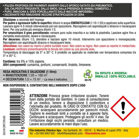 Fila EnergyClean – Detergente sgrassante superfici – 1 litro