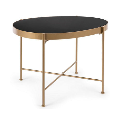 Tavolino Rashida struttura in acciaio piano in vetro per arredamento