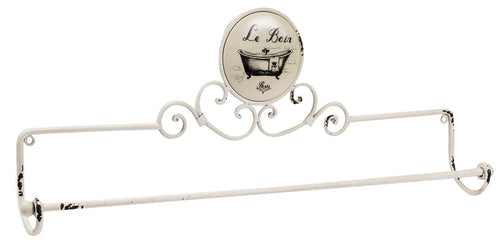 Biscottini Portasciugamani da muro Le Bain in ferro battuto finitura Shabby 70x9,5x27,5 cm