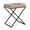 Tavolino Tray struttura in acciaio piano in legno di mango per arredamento