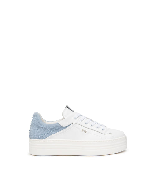 Nero Giardini sneakers donna in pelle e camoscio bianco E615300D707