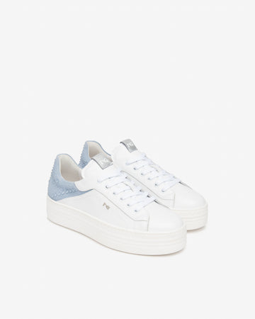 Nero Giardini sneakers donna in pelle e camoscio bianco E615300D707