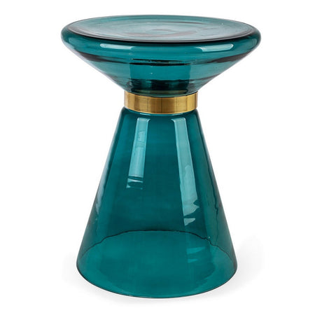 Tavolino "Azmin" in vetro con anello decorativo placcato ottone per arredamento