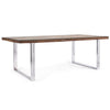 Tavolo C-V Stanton rettangolare, con gambe in acciaio, piano in legno riciclato e vetro temperato, stile moderno