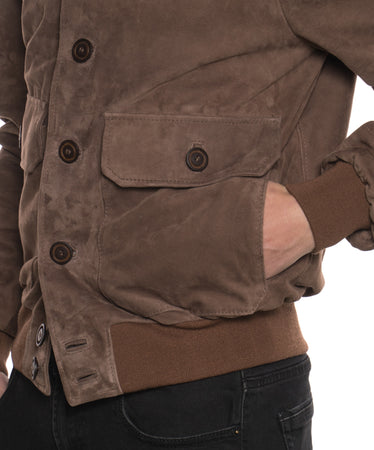 Polo Uomo - Bomber Cuoio in vera pelle camoscio