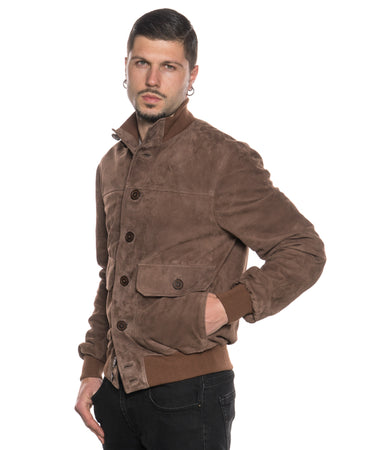 Polo Uomo - Bomber Cuoio in vera pelle camoscio