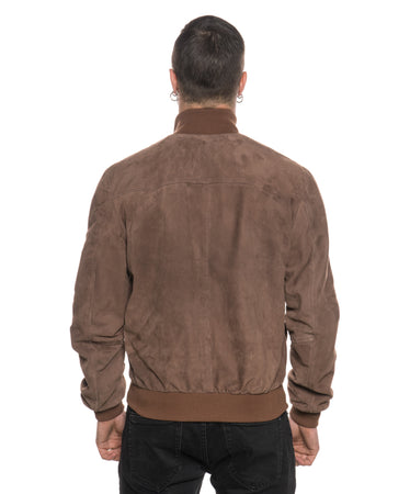 Polo Uomo - Bomber Cuoio in vera pelle camoscio