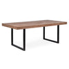 Tavolo Egon rettangolare, con gambe in acciaio, piano in legno di acacia, stile moderno