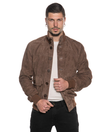 Polo Uomo - Bomber Cuoio in vera pelle camoscio