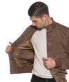 Polo Uomo - Bomber Cuoio in vera pelle camoscio