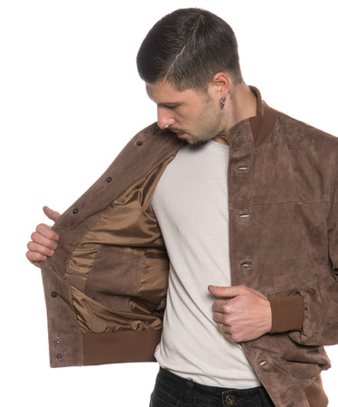 Polo Uomo - Bomber Cuoio in vera pelle camoscio