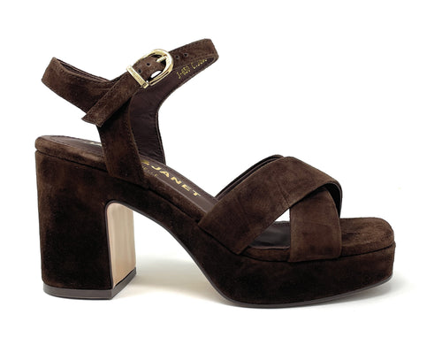 Janet & Janet sandali donna in camoscio darkbrown J 650