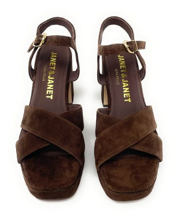 Janet & Janet sandali donna in camoscio darkbrown J 650