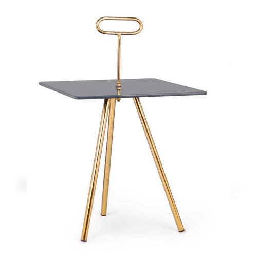 Tavolino Inesh struttura in acciaio piano in vetro per arredamento