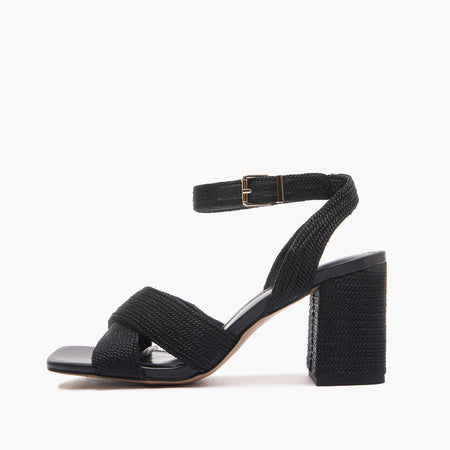 Emanuelle Vee sandali donna Farah raffia sutage lame black 203 10