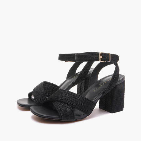 Emanuelle Vee sandali donna Farah raffia sutage lame black 203 10