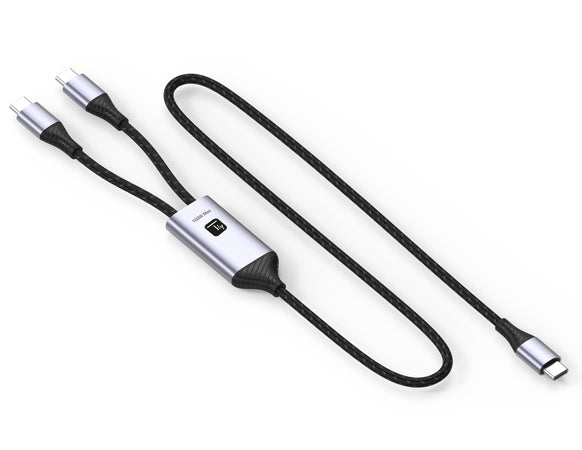 Cavo di Ricarica Sdoppiatore USB-C&trade Maschio a Due USB-C&trade Maschio 100W 1,5m