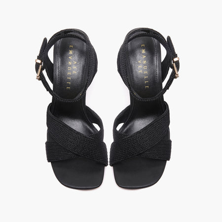 Emanuelle Vee sandali donna Farah raffia sutage lame black 203 10