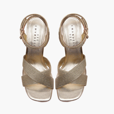 Emanuelle Vee sandali donna Farah raffia sutage lame gold 203 10